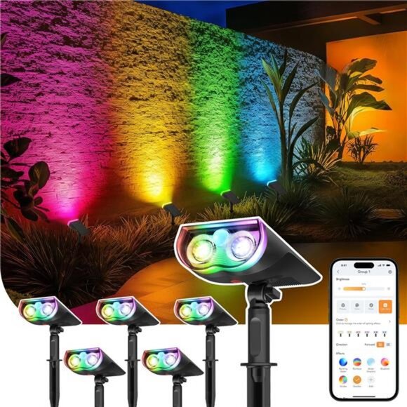 Smart Solar Spot Lights Outdoor SL5 with Motion Sensor, APP Control - Picture 1 of 7